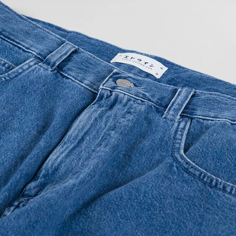 Edwin Worker Shorts Blue Light Stone Washed-4