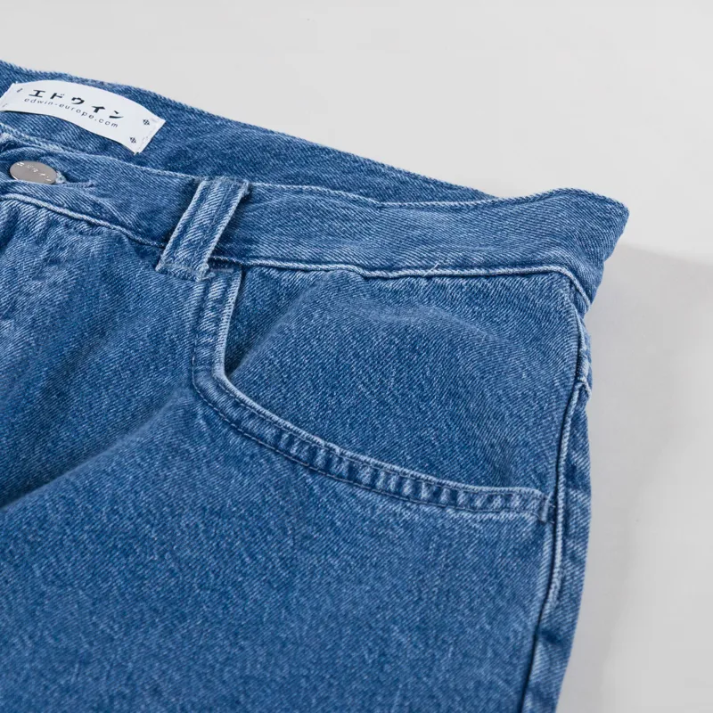 Edwin Worker Shorts Blue Light Stone Washed-6