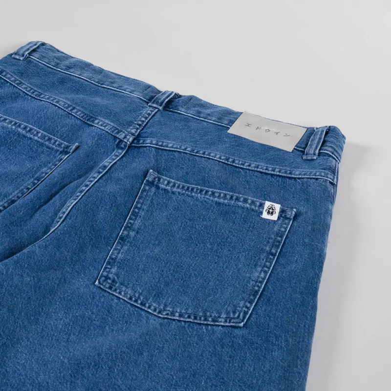 Edwin Worker Shorts Blue Light Stone Washed-3