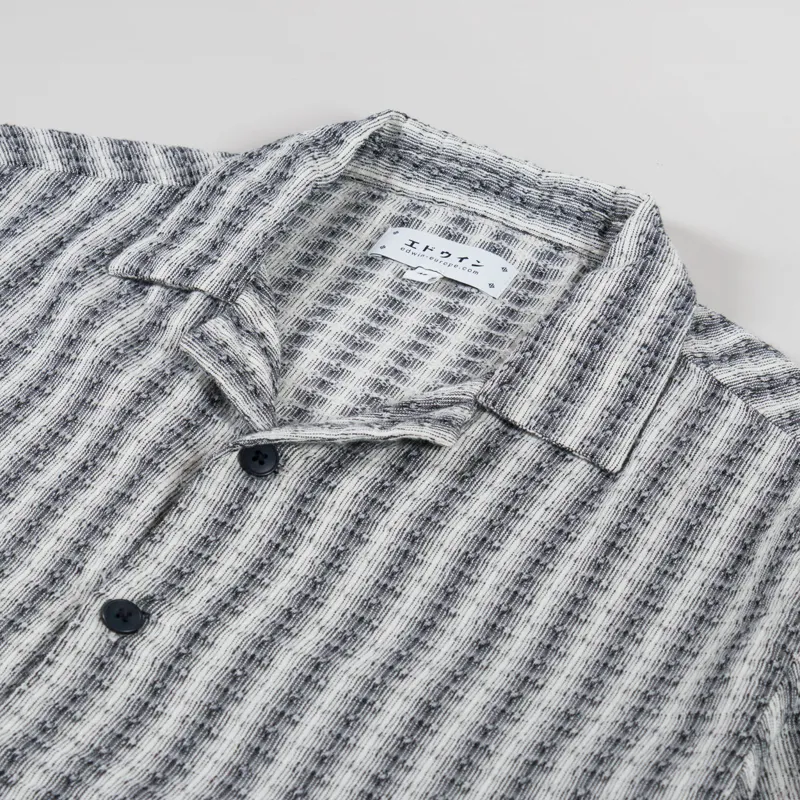 Edwin Saga Shirt Black White Garment Washed-2