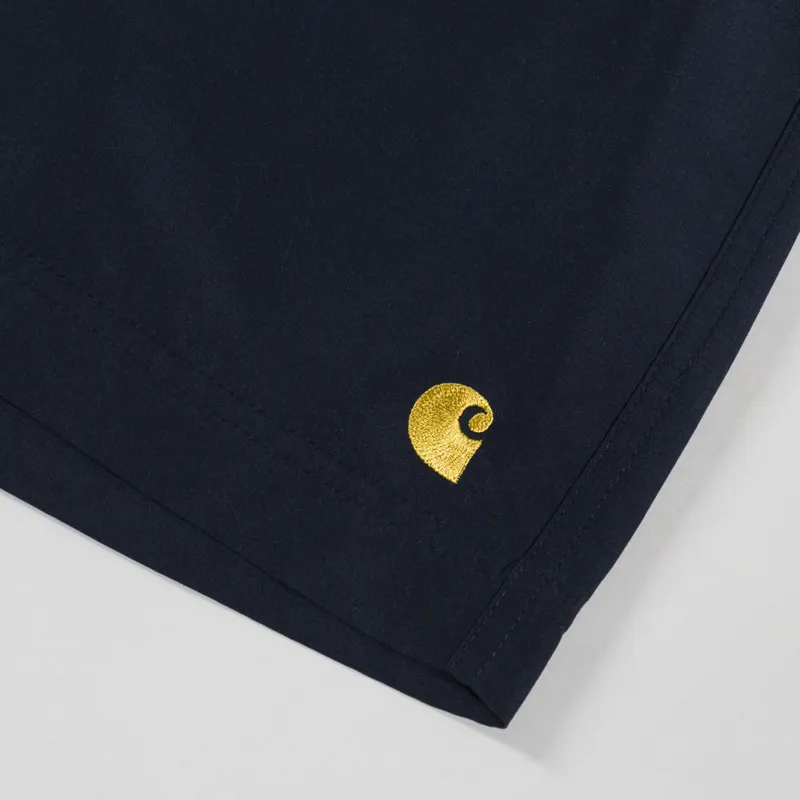 Carhartt WIP Chase Swim Trunks Dark Navy Gold-4