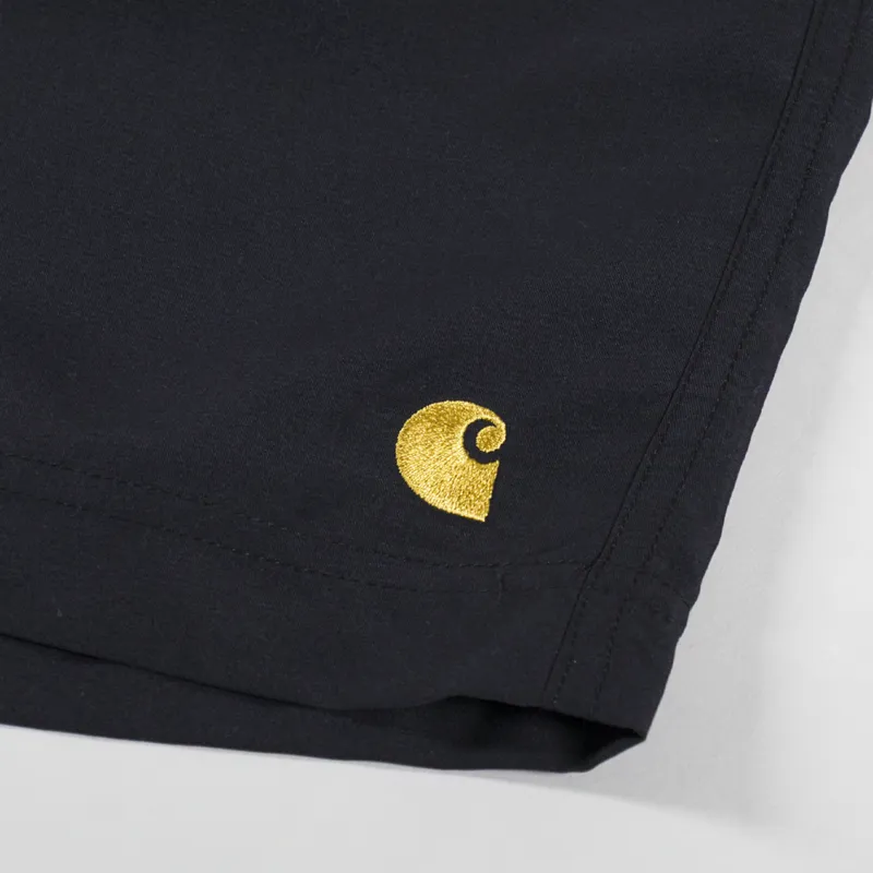 Carhartt WIP Chase Swim Trunks Black Gold-7