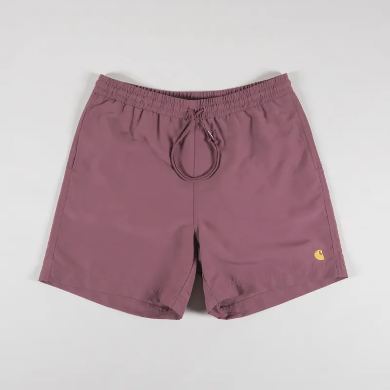 Carhartt WIP Chase Swim Trunks Dusky Pink Gold