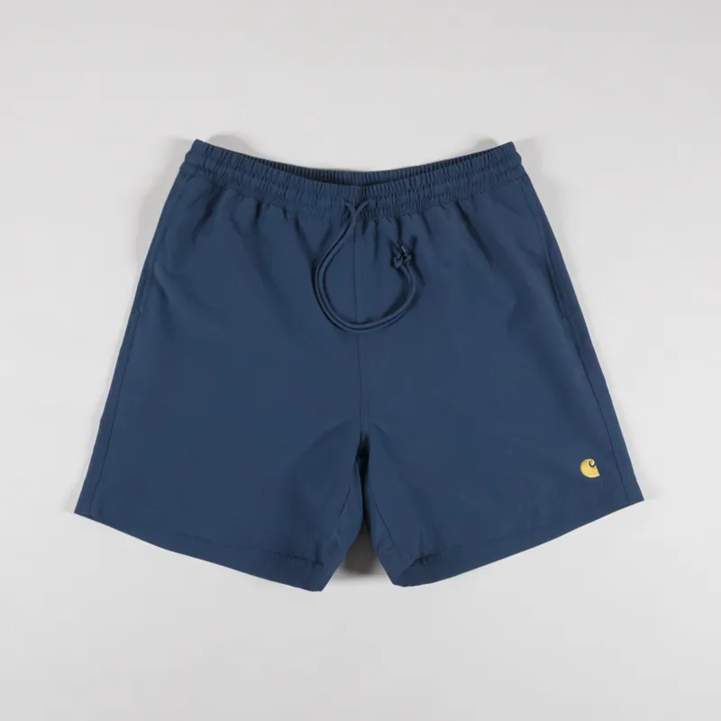 Carhartt WIP Chase Swim Trunks Dusky Blue Gold