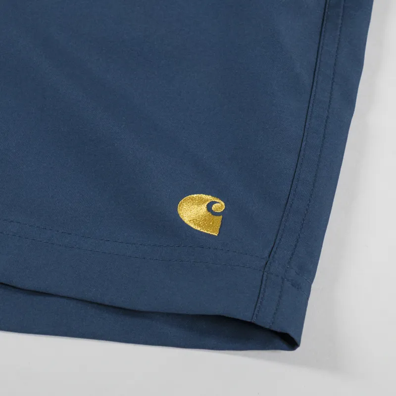 Carhartt WIP Chase Swim Trunks Dusky Blue Gold-7