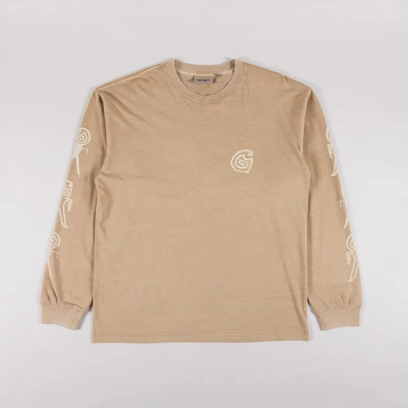 Carhartt WIP Long Sleeve Terrestrial T Shirt Dusty H Brown Natural-1