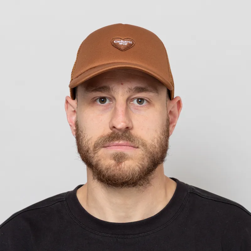 Carhartt WIP Heart Patch Trucker Cap Dusty H Brown-1