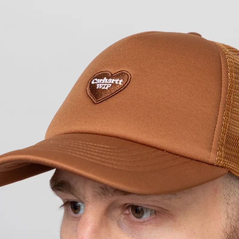 Carhartt WIP Heart Patch Trucker Cap Dusty H Brown-3