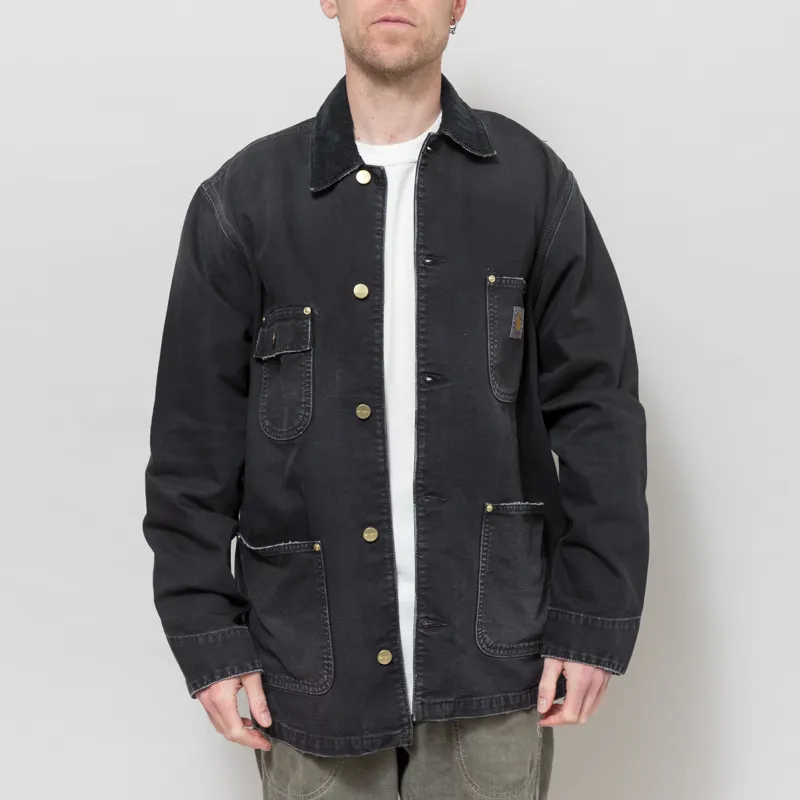 Carhartt WIP OG Chore Coat Black Destroy Wash-1