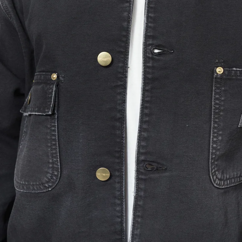 Carhartt WIP OG Chore Coat Black Destroy Wash-4