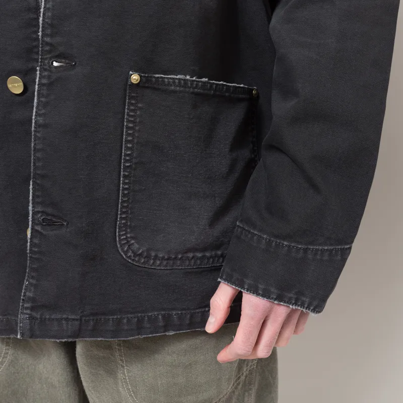 Carhartt WIP OG Chore Coat Black Destroy Wash-9