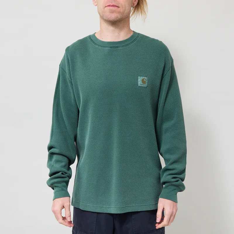 Carhartt WIP Long Sleeve Vista Waffle T Shirt Dark Scarab-1