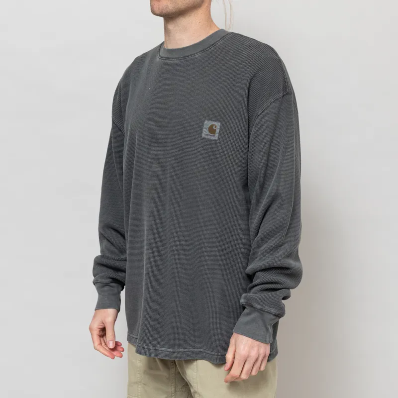 Carhartt WIP Long Sleeve Vista Waffle T Shirt Black-1