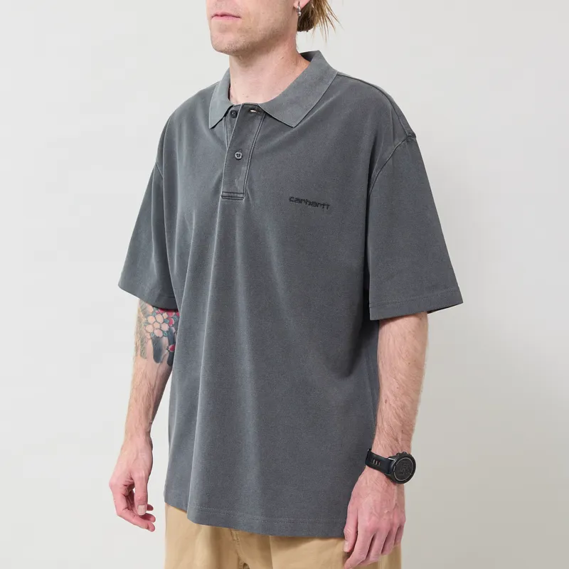 Carhartt WIP Wayne Polo Black Garment Dyed-1