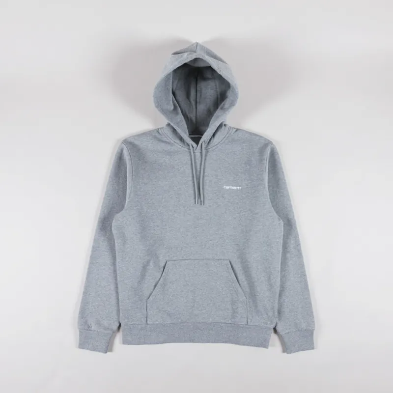 Carhartt WIP Hooded Script Embroidery Sweatshirt Grey Heather White
