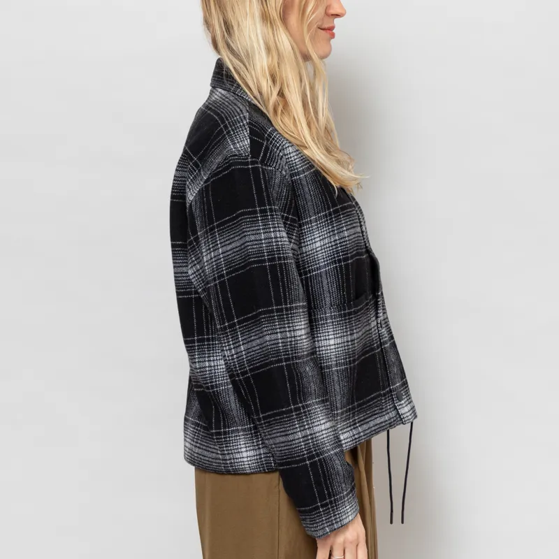 Carhartt WIP Womens Brennan Shirt Jac Black Wax-5