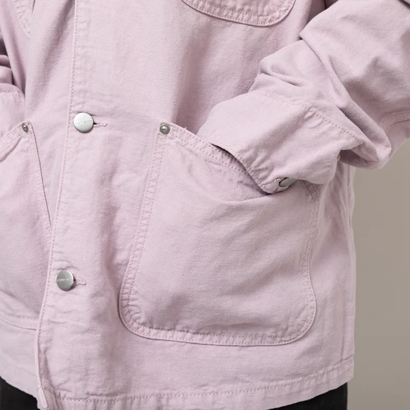 Carhartt WIP Walter Chore Coat Pink Fog Garment Dyed-9