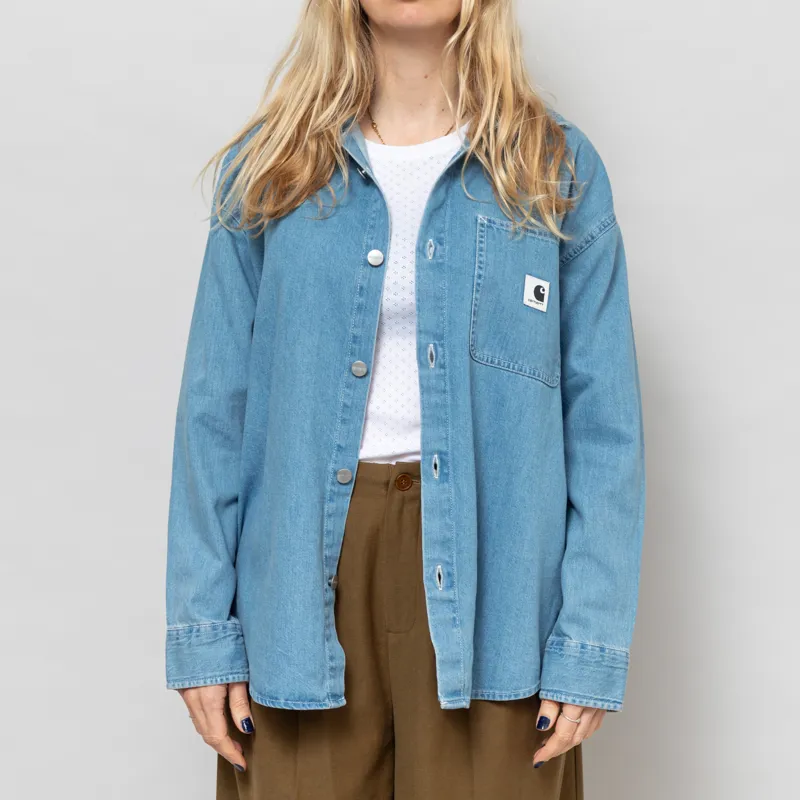 Carhartt WIP Womens Long Sleeve Marly Shirt Blue Bleached-1