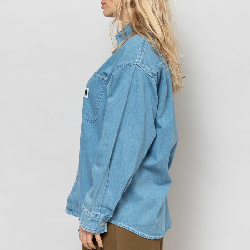 Carhartt WIP Womens Long Sleeve Marly Shirt Blue Bleached-3