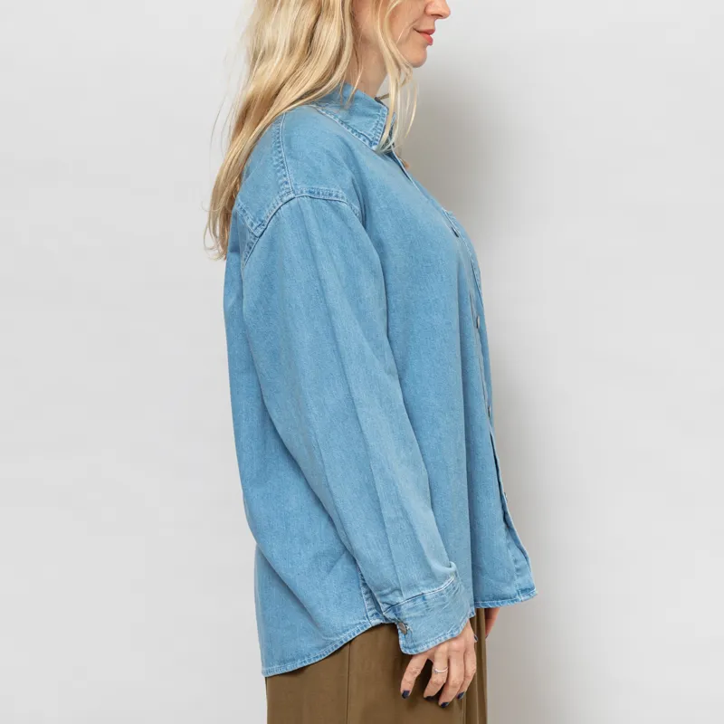 Carhartt WIP Womens Long Sleeve Marly Shirt Blue Bleached-5