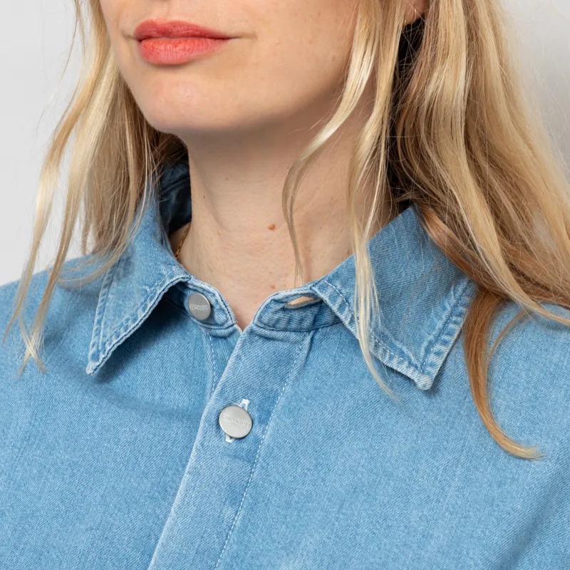 Carhartt WIP Womens Long Sleeve Marly Shirt Blue Bleached-6