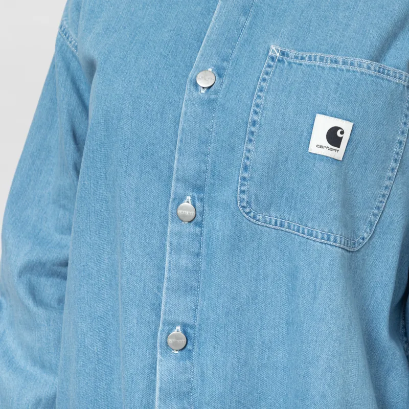 Carhartt WIP Womens Long Sleeve Marly Shirt Blue Bleached-8