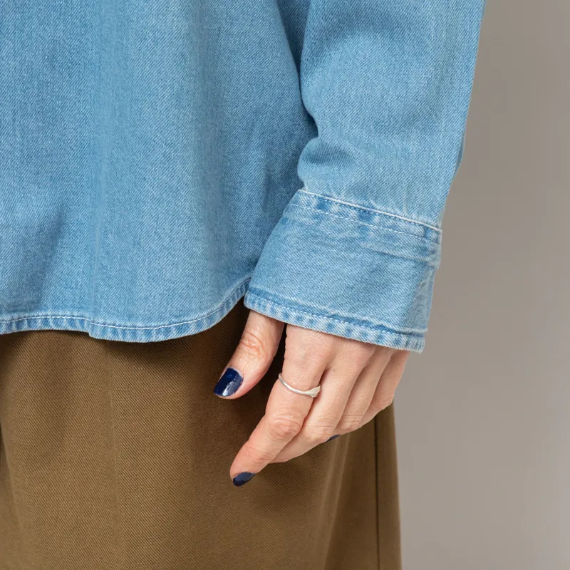 Carhartt WIP Womens Long Sleeve Marly Shirt Blue Bleached-10