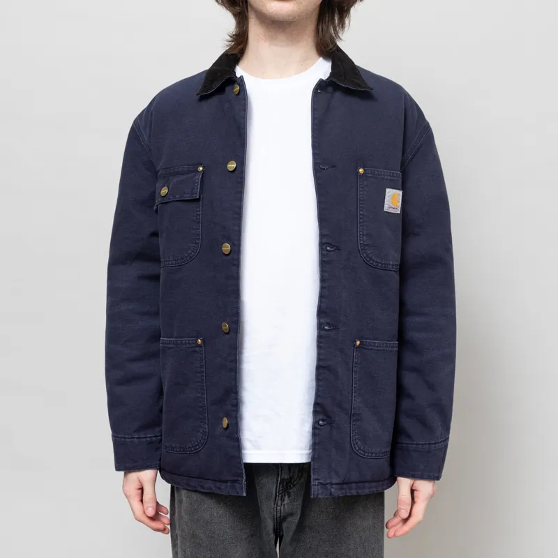 Carhartt WIP OG Chore Coat Dark Navy Black Stone Canvas-1