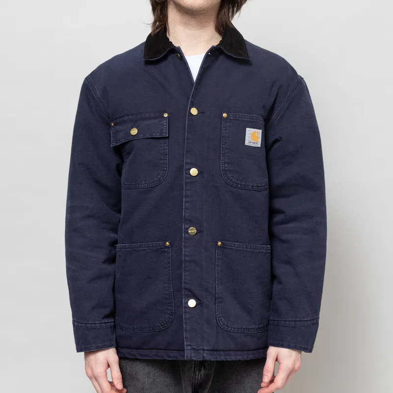 Carhartt WIP OG Chore Coat Dark Navy Black Stone Canvas