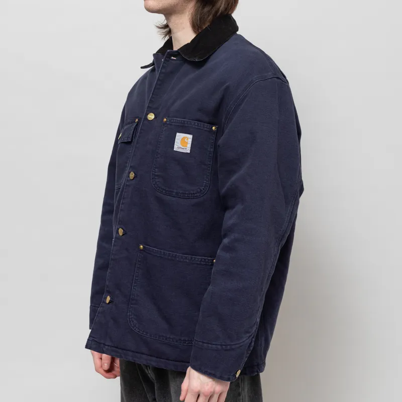 Carhartt WIP OG Chore Coat Dark Navy Black Stone Canvas-2