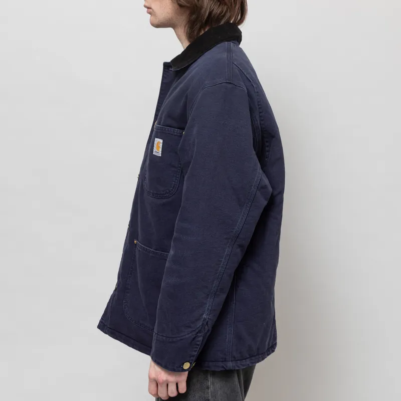 Carhartt WIP OG Chore Coat Dark Navy Black Stone Canvas-3