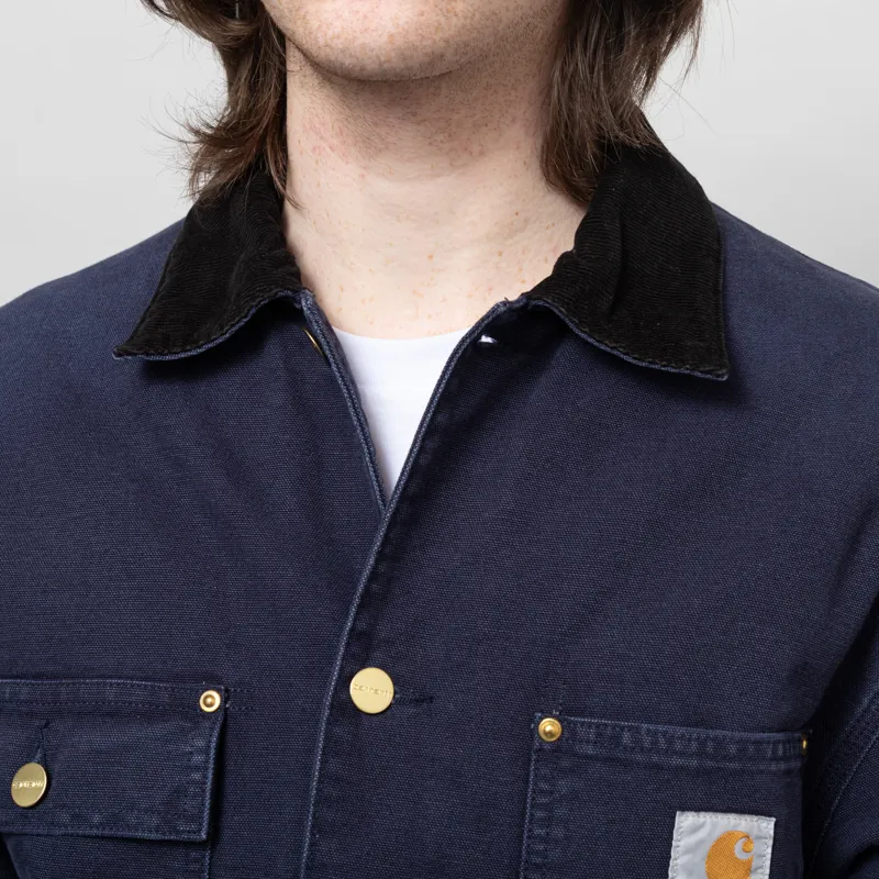 Carhartt WIP OG Chore Coat Dark Navy Black Stone Canvas-6