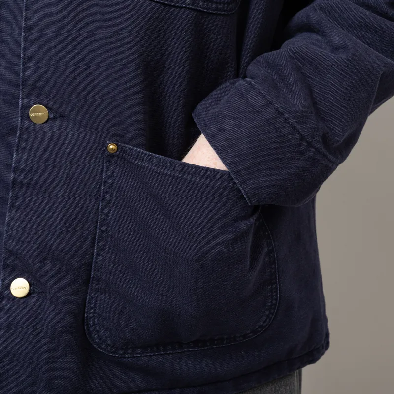 Carhartt WIP OG Chore Coat Dark Navy Black Stone Canvas-11