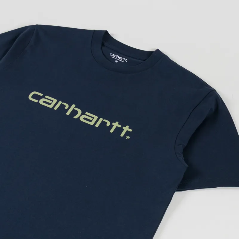 Carhartt WIP Script T Shirt Deep Night Gentle Green-1