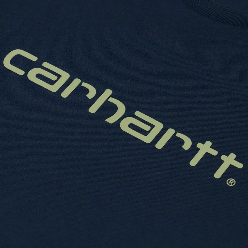Carhartt WIP Script T Shirt Deep Night Gentle Green-3