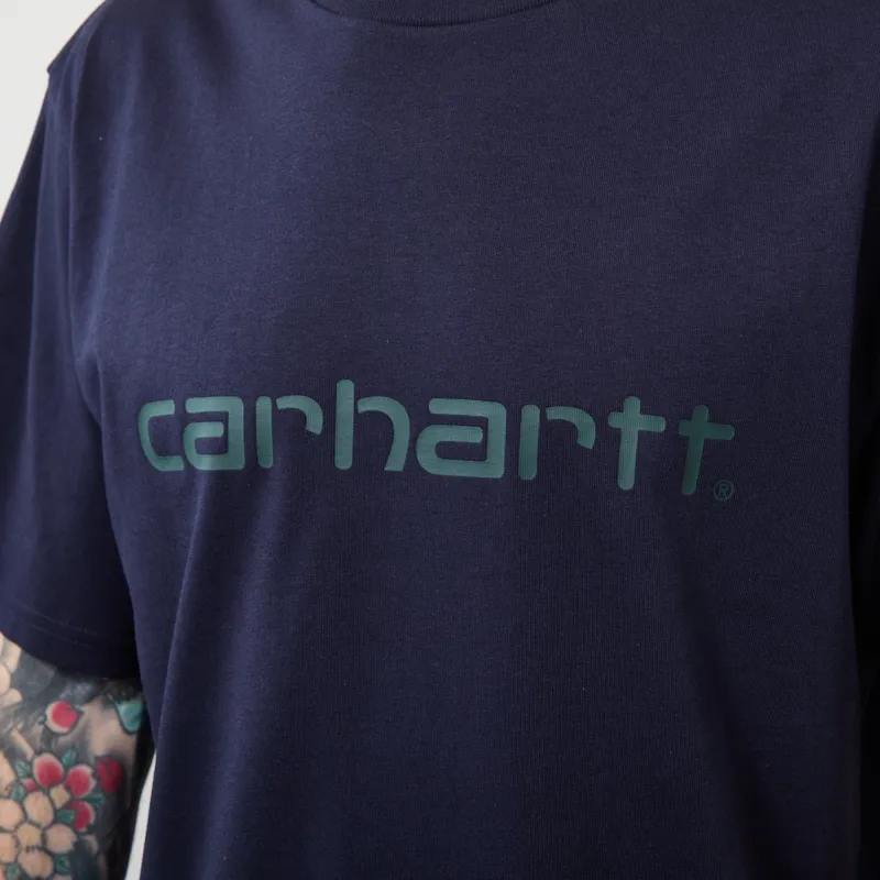 Carhartt WIP Script T Shirt Dark Navy Dark Scarab-3