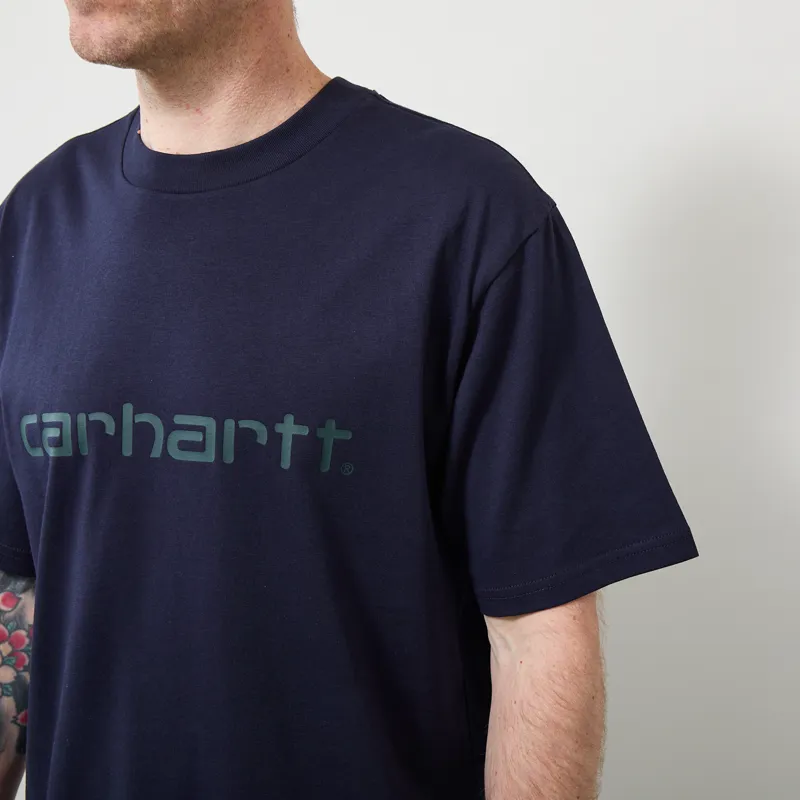 Carhartt WIP Script T Shirt Dark Navy Dark Scarab-5