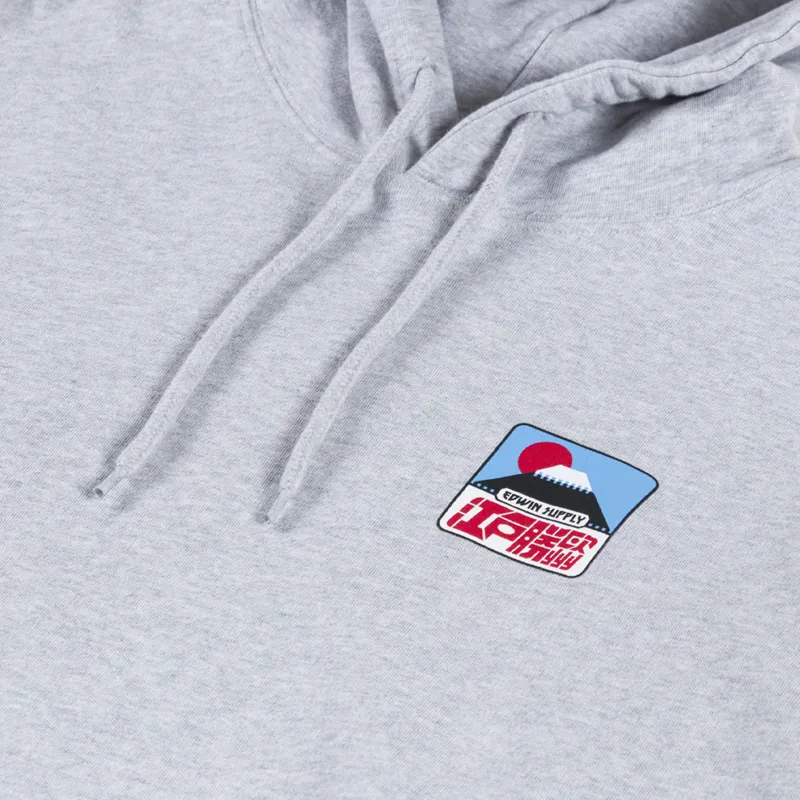 Edwin Sunset On Fuji San Hoodie Grey Marl-4