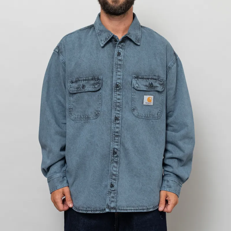 Carhartt WIP Tigan Shirt Jac Black Blue Fog Garment Dyed