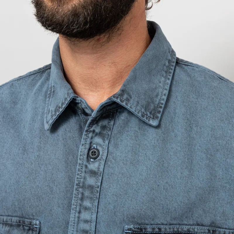 Carhartt WIP Tigan Shirt Jac Black Blue Fog Garment Dyed-6