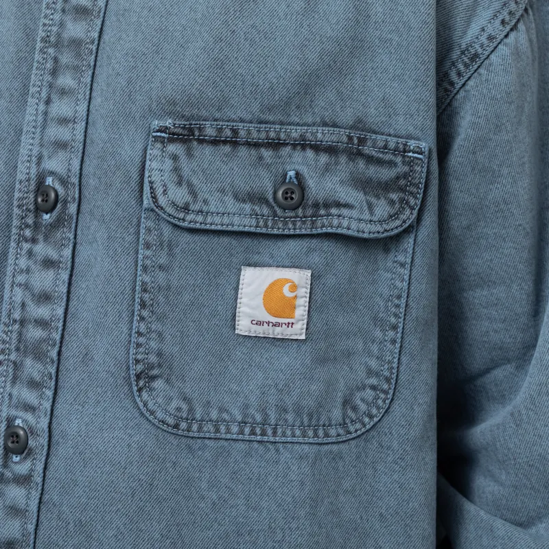 Carhartt WIP Tigan Shirt Jac Black Blue Fog Garment Dyed-7