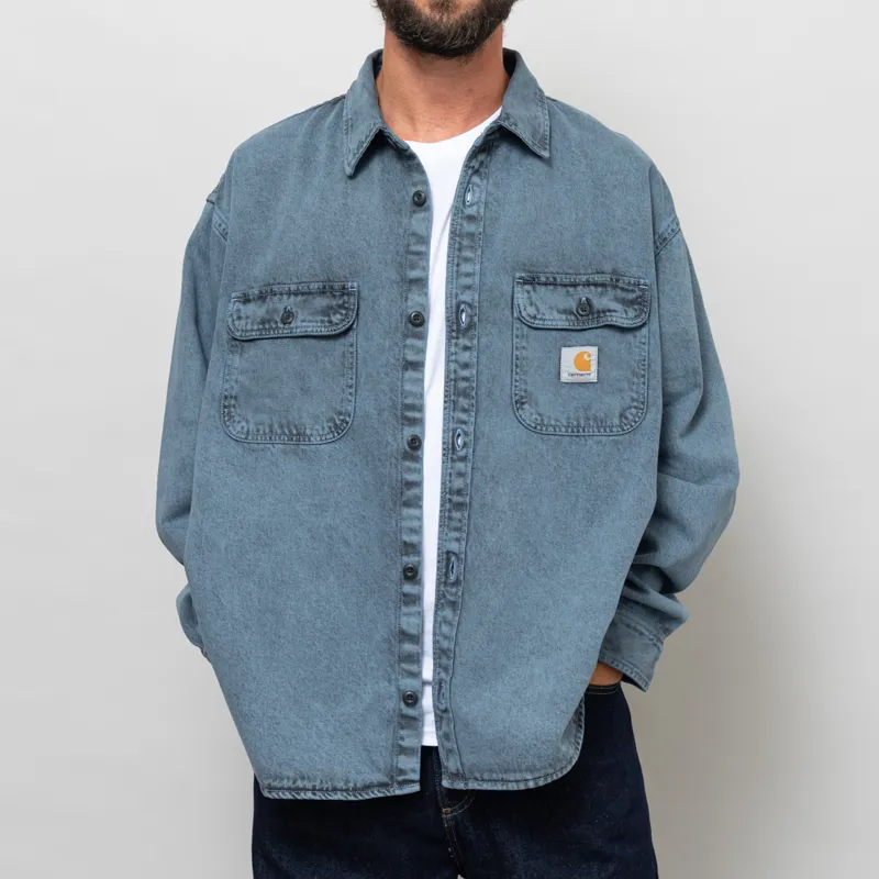 Carhartt WIP Tigan Shirt Jac Black Blue Fog Garment Dyed-1