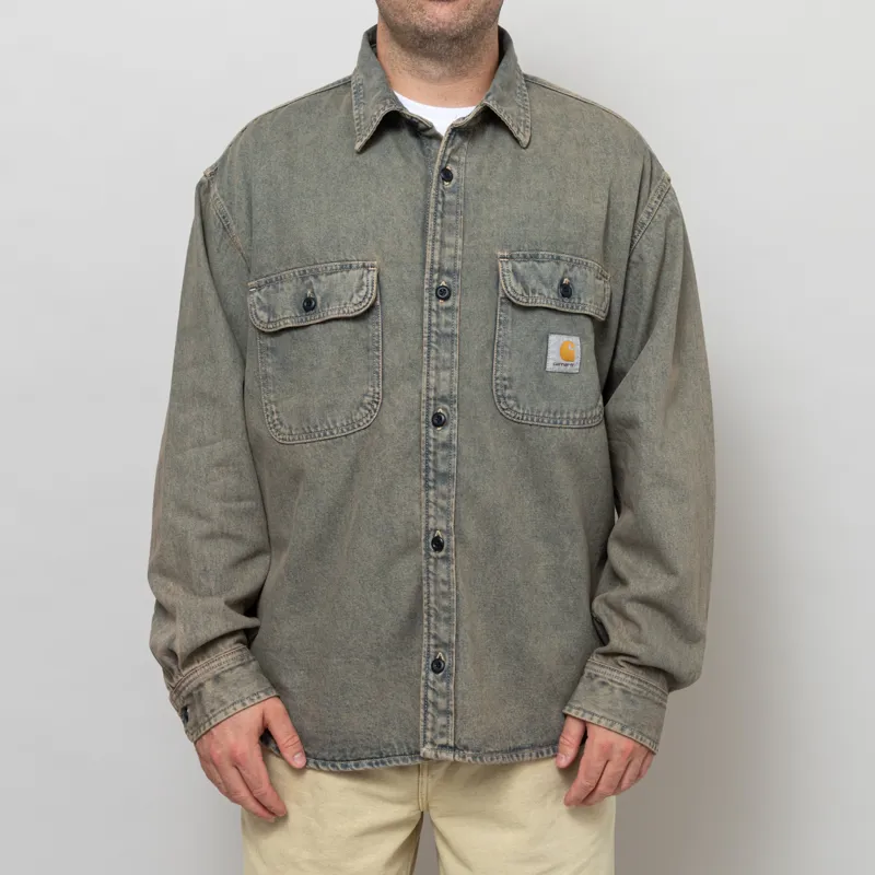 Carhartt WIP Tigan Shirt Jac Blue Leather Garment Dyed
