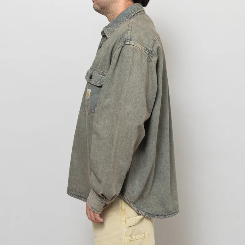 Carhartt WIP Tigan Shirt Jac Blue Leather Garment Dyed-2