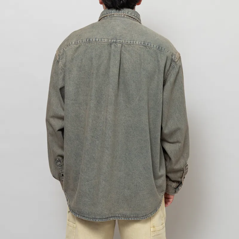 Carhartt WIP Tigan Shirt Jac Blue Leather Garment Dyed-3