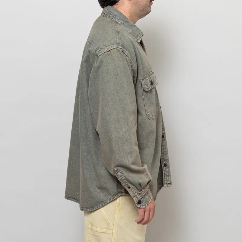 Carhartt WIP Tigan Shirt Jac Blue Leather Garment Dyed-4