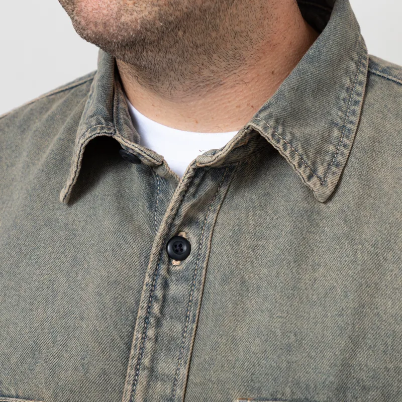 Carhartt WIP Tigan Shirt Jac Blue Leather Garment Dyed-5