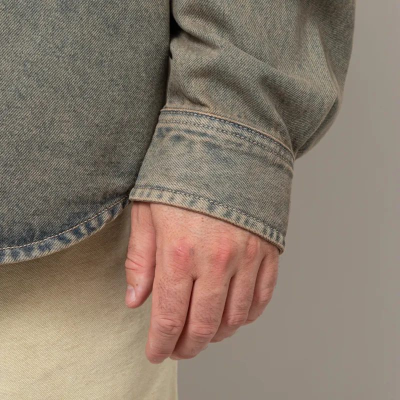 Carhartt WIP Tigan Shirt Jac Blue Leather Garment Dyed-8