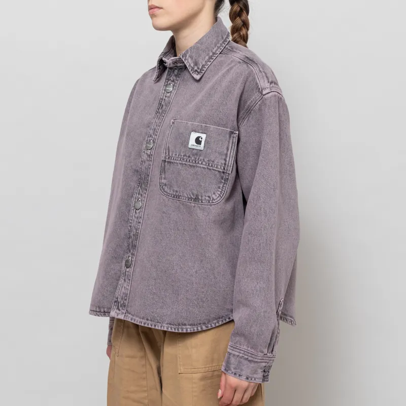 Carhartt WIP Womens Georgia Shirt Jac Black Hortensia-2