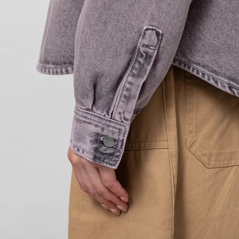 Carhartt WIP Womens Georgia Shirt Jac Black Hortensia-10